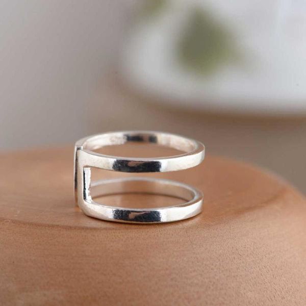 

silver wrap simple ring original pure s925 sterling rings for women jewelry open adjustable size cluster, Golden;silver