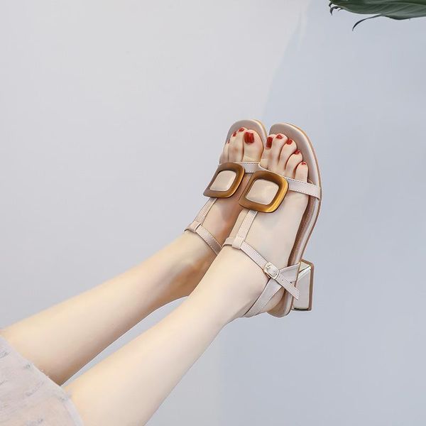 

clear heels chunky sandals comfort shoes for women 2021 summer buckle strap large size suit female beige block girls plastic, Black