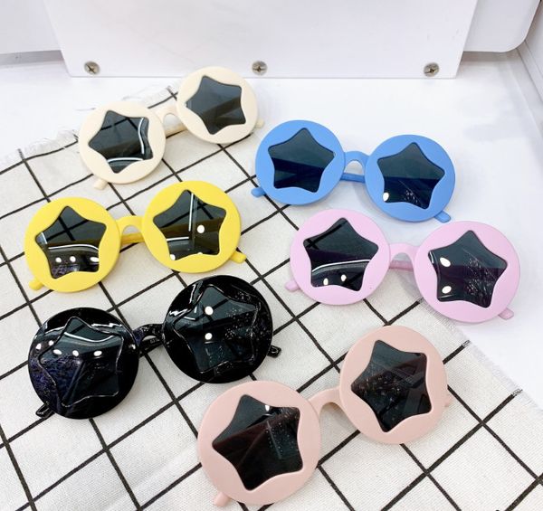 

kids sunglass personality children round frame star mirror sunglasses girls beach holiday sunblock boys uv 400 eyeglasses q2837, Blue
