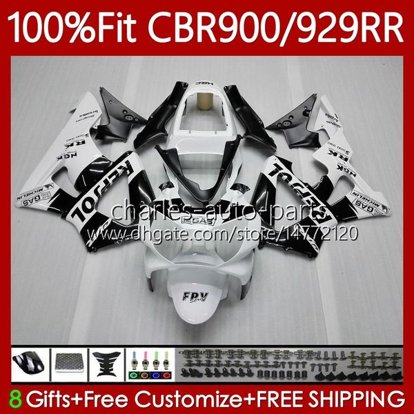 Spritzgusskörper für HONDA CBR900 CBR929 CBR 929RR 900RR 900 929 RR CC 00 01 Karosserie 68No.20 900CC 929CC Repsol weiß CBR929RR 00-01 CBR900RR 2000 2001 OEM-Verkleidung