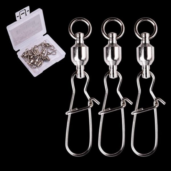 

fishing hooks 10pcs/ box strong ball swivels with sold rings split ring swivel snap connector size 0 1 2 3 4 5 6 accessories
