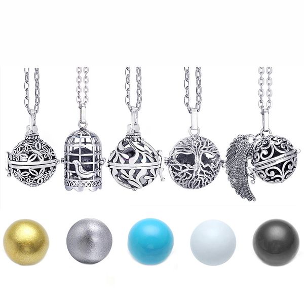 

necklaces pendants mexico chime music angel ball caller locket vintage pregnancy for aromatherapy essential oil pregnant women, Silver