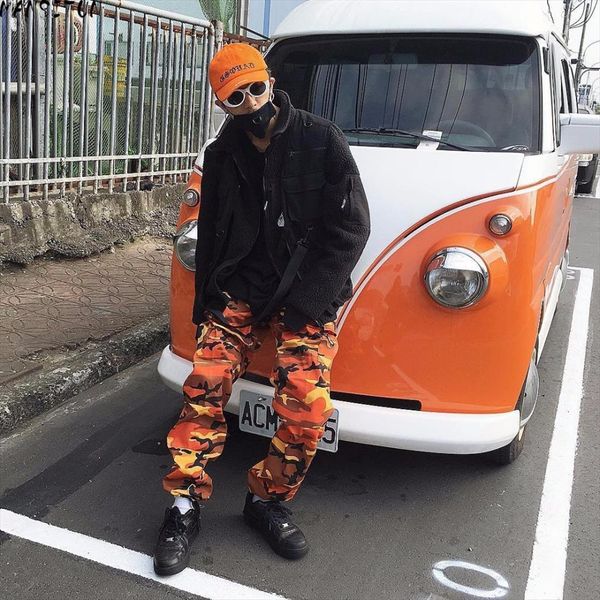 

camouflage cargo full length spring women pant multy camo hip hop men streetwear toursers 7 colors, Black