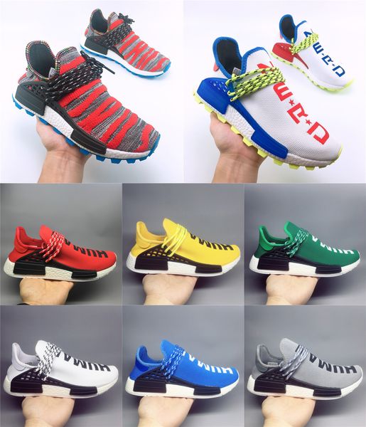 

pharrell williams nmd human race big size 47 mens running shoes aqua pink orange nerd races women trainers sneakers with box