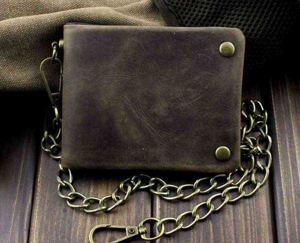 

tow brass snap button men biker rock case cilp wallet with chain, Red;black