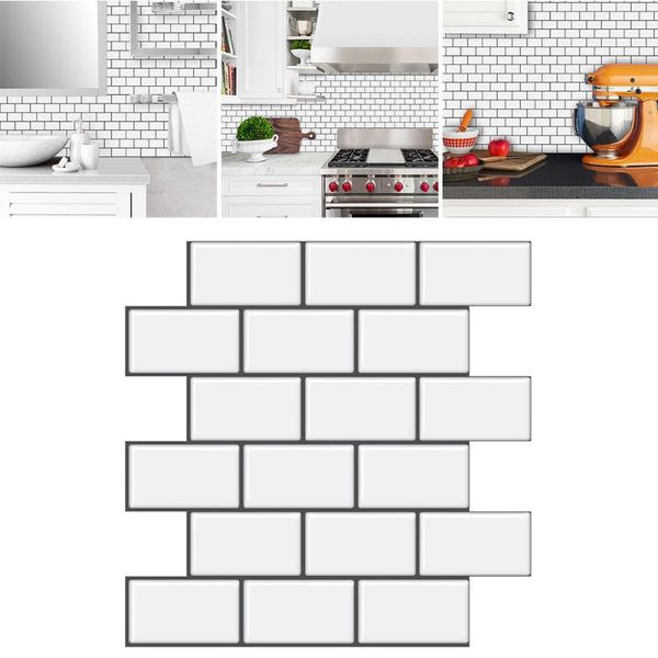 

wall stickers white grey marble mosaic sticker tile glass subway backsplash kitchen home decor decal