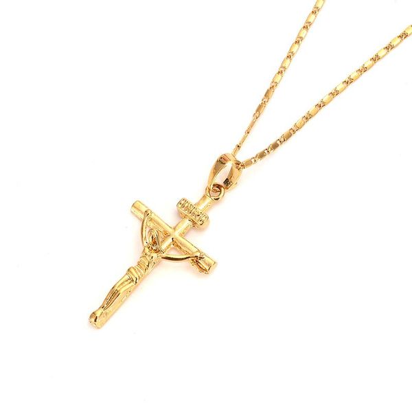 

charms arrival women copper cross chain necklace fashion gold plated crucifix pendants necklaces christams gift, Bronze;silver