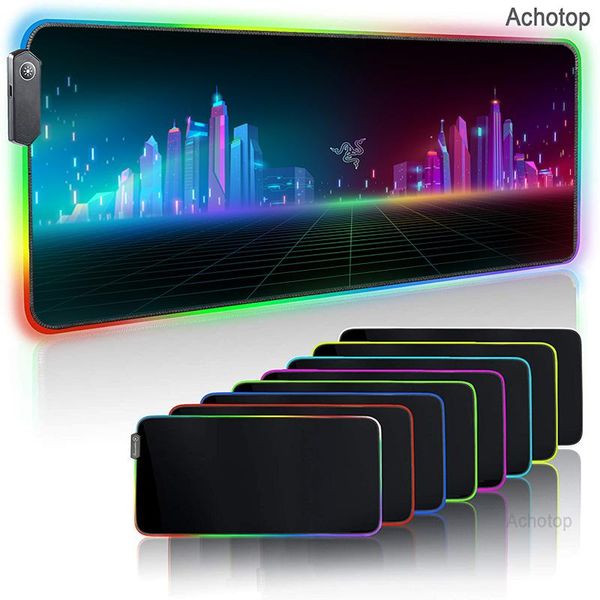 

mouse pads & wrist rests razer diy gaming pad rgb large gamer mousepad usb led lighting backlit computer mat xxl rubber keyboard desk for cs