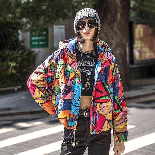 

women's down & parkas tuogu brand women's clothing winter european fashion camouflage embroidery hooded small short down jacket wo, Black