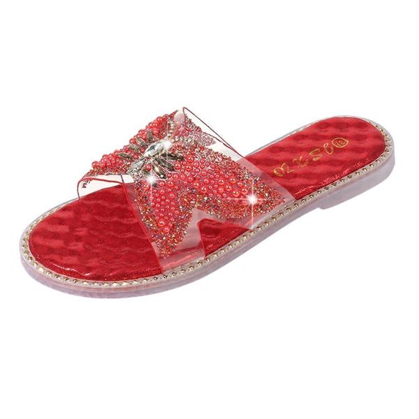 

slippers schoenen vrouw women shoes ladies fashion girls bowknot crystal pearl flat slipper casual chaussures femme chinelo calzado, Black