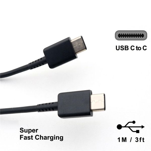 Cavi da USB-C a tipo C di qualità OEM 1M 3FT Ricarica rapida Cavo di ricarica rapida Tipo-c per Samsung s10 s21 note 10 Note10 Cavo di ricarica