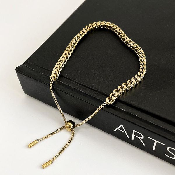 

link, chain women jewelry metal bracelet 2021 design adjustable golden plating lady for girl fine accessories, Black