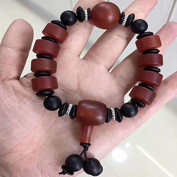 

strands father's day old agate bracelet men's simple crystal jewelry gift, Black