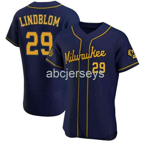 

stitched custom josh lindblom #29 baseball jersey xs-6xl, Black