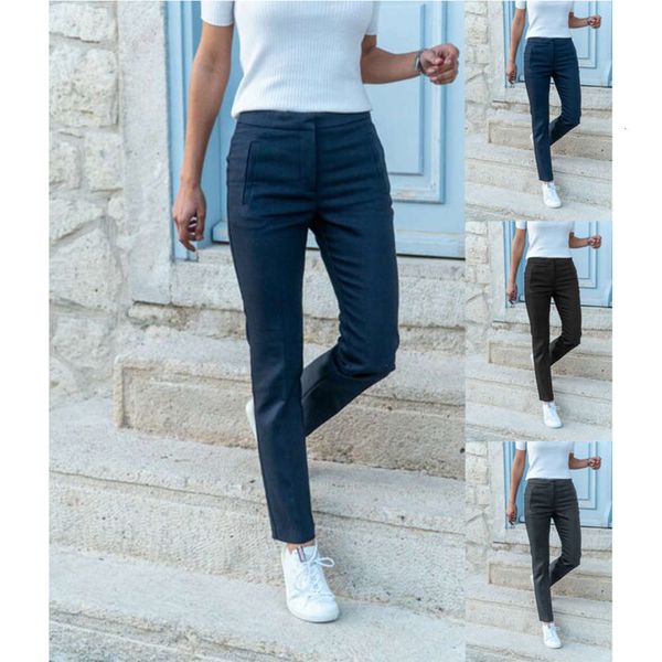 

2021 women's pants spring and summer new fashion leggings pure color temperament commuting leisure, Black;white