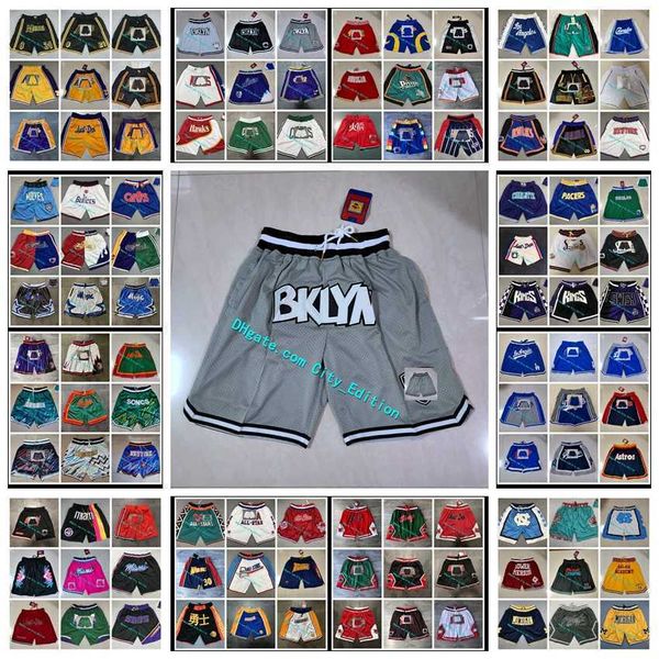 

basketball shorts men's gray brooklyn\\rnets\\r just don pink hip-hop sport wear zipper pant with pocket authentic stitched classic mes, White;black