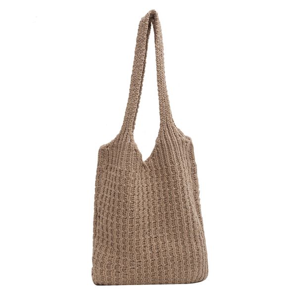 

dhl50pcs shopping bags women wool knitted plain open handbag mix color
