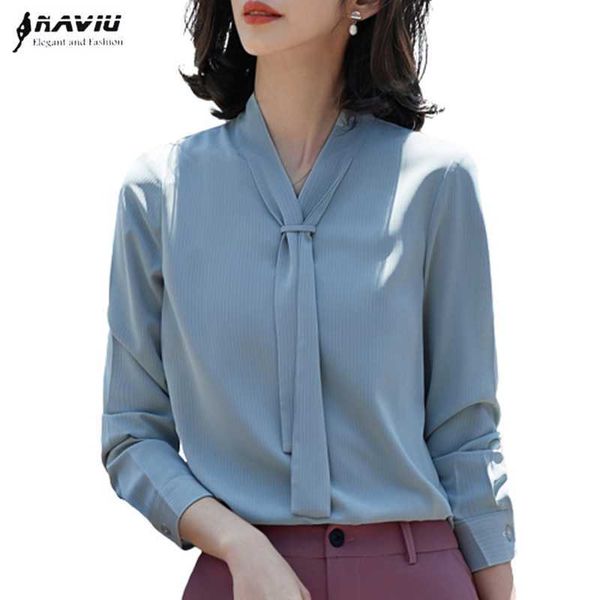 

chiffon streamer shirt women long sleeve fashion interview formal temperament loose blouses office ladies casual work 210604, White