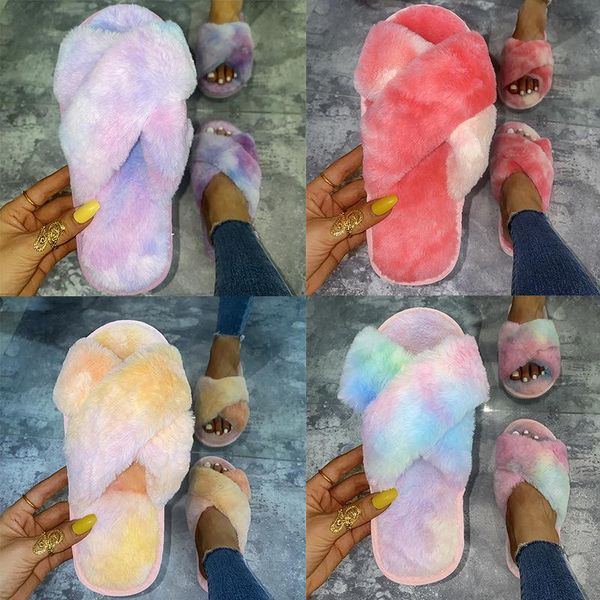 

women slippers furry fluffy fur slides home flip flops indoor house lady fashion shoes woman female ladies for, Black