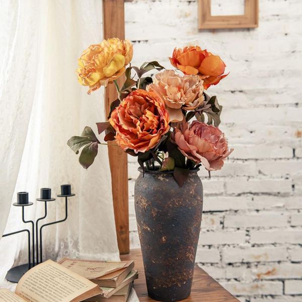 

decorative flowers & wreaths 2021 paeonia suffruticosa andr artificial silk flores fall home wedding diy decorations fake plants branch wrea