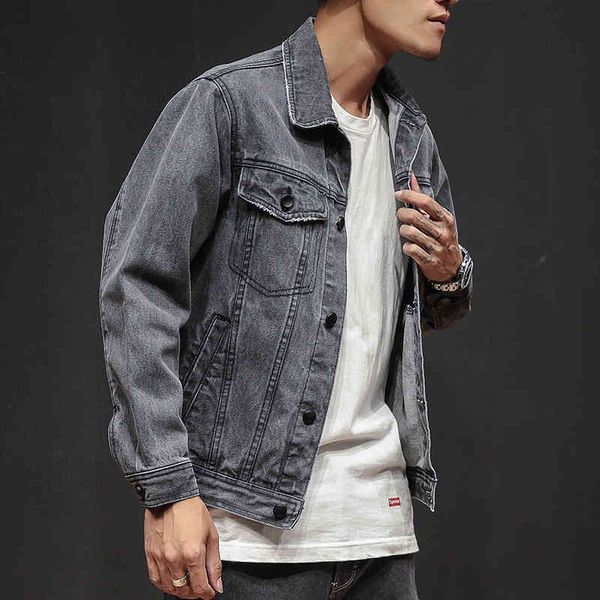 

men's jackets autumn men's short denim jacket, new trend slim retro casual gray wild spring jacket clothing irj3, Black;brown