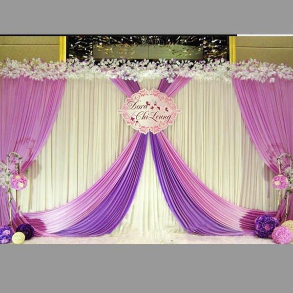 

party decoration 3*6m purple swag white ice silk wedding backdrop drapes curtains ceremony event po stage