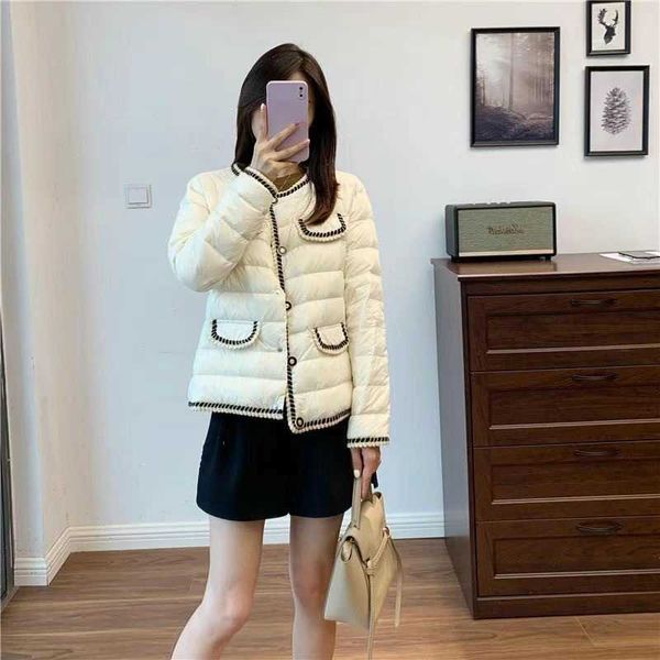 

off season welfare ~ elegant temperament white down round neck short et for women, Black