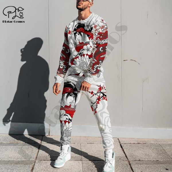 

men's hoodies & sweatshirts plstar cosmos 3dprinted est samurai art geisha tattoo set funny premium casual pants sweatshirt/sweatpant, Black