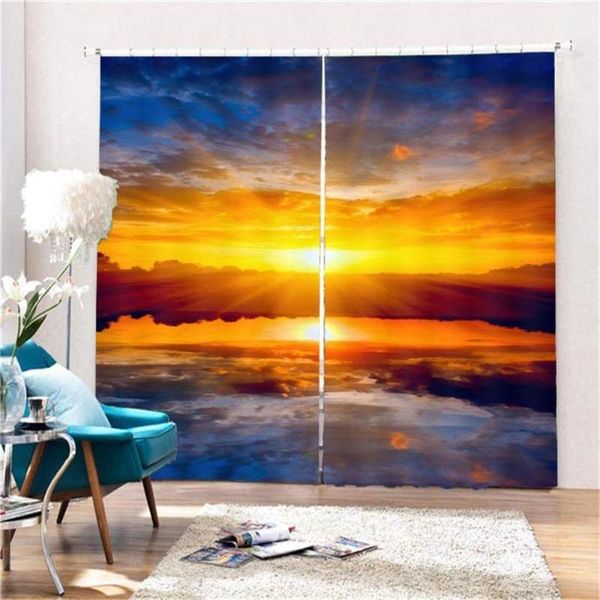 

curtain & drapes 2021 custom light living room bedroom window modern sunset scenery 3d blackout po curtains