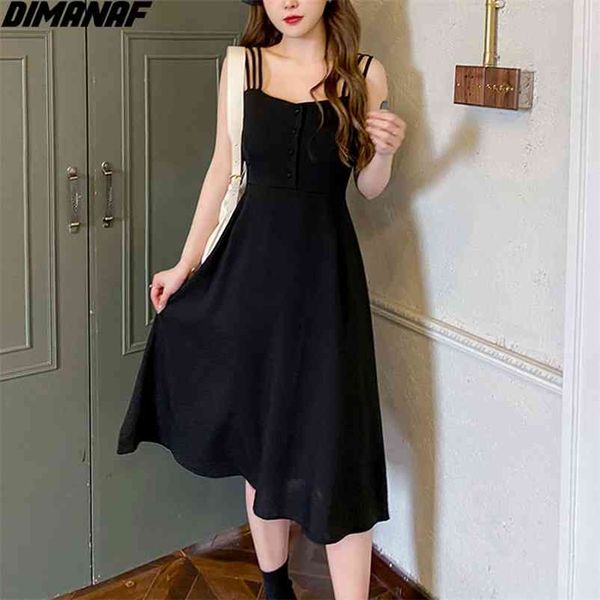 

plus size dress women party evening sleeveless french summer retro korea loose vintage black casual 4xl 210531, Black;gray