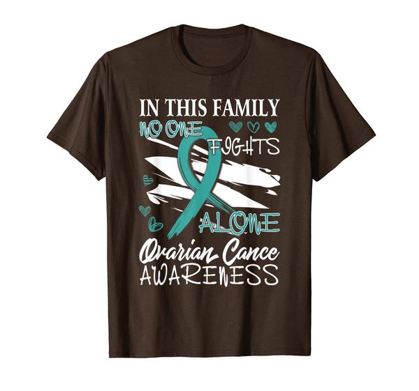 

in this family no one fights alone ovarian cancer awareness, White;black