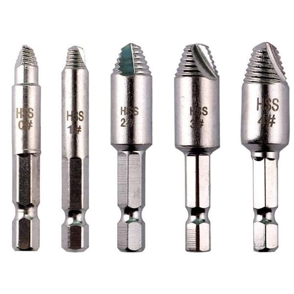 

hand tools 5 pcs bolt extractor kit, easily remove stripped and broken screws