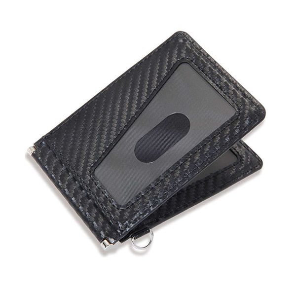 

the wallet japanese men's carbon fiber dollar clip bag rfid short fashion wallet, Black