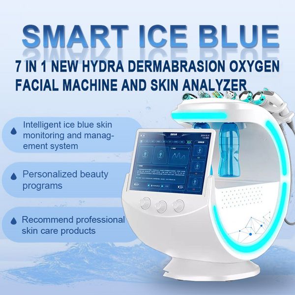 7 в 1 Smart Ice Blue Blue Scept Analysis Analy Machine Hydra DermaBrasion Oxygen Isial RF Aqua Cake Cake Cooking Beauty Machines