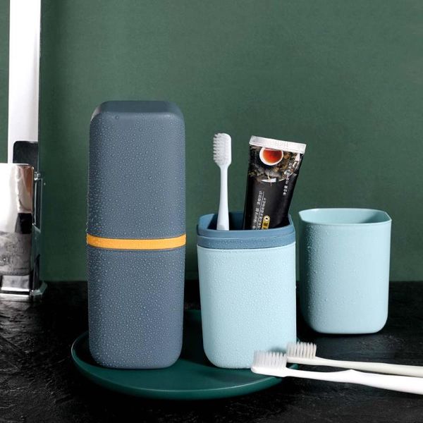 

bath accessory set 1pc simple travel portable toothbrush holder box home bathroom couple plastic good morning storage cup