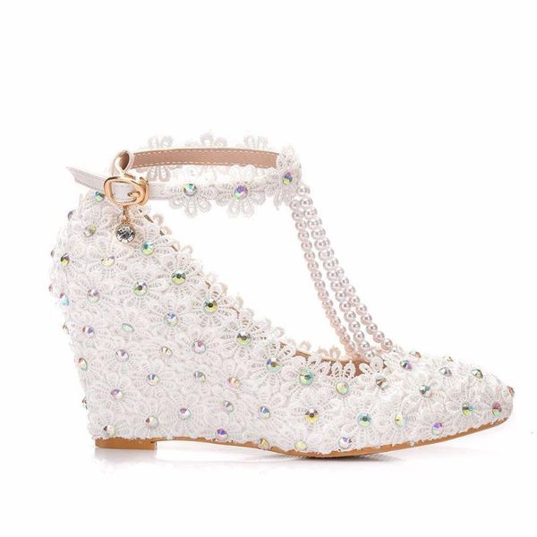 

autumn 8cm pointed heel single lace wedding shoes women's large size dress, Black