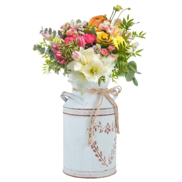

vases yardwe 1 pc vintage iron flower vase bucket with handles rope for arrangement