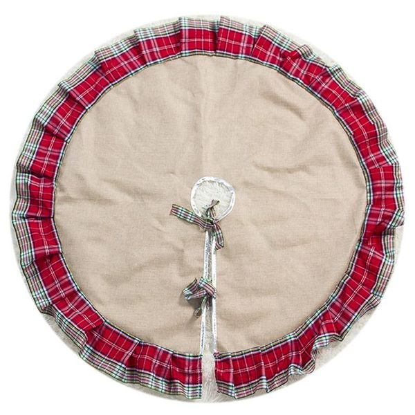 

christmas decorations plaid tree skirt ruffle edge xmas for home year gifts