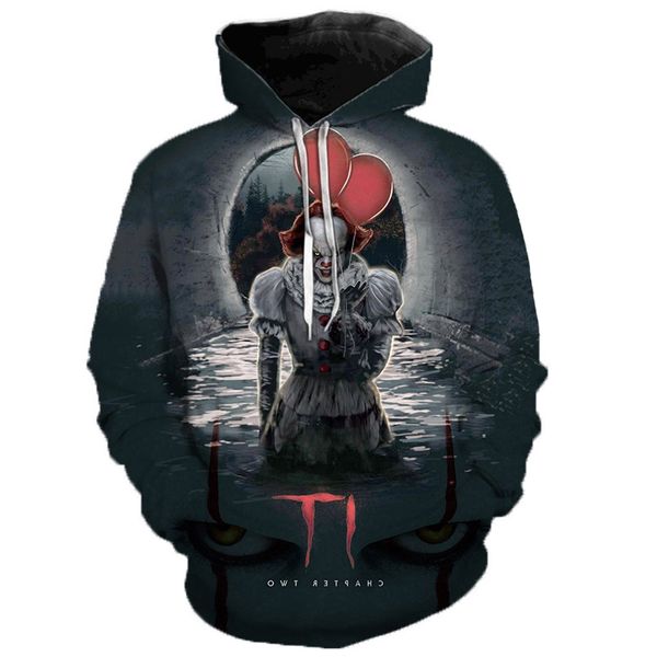 

halloween men's 3d printing hoodie demon pattern hoodie visual impact punk gothic party crew neck sweatshirt high quality, Black