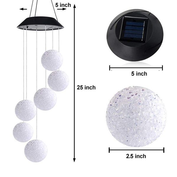 

party decoration outdoor solar led ball light colorful wind chime lamp hanw88