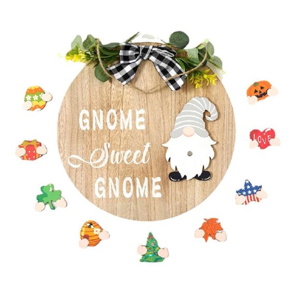 

decorative flowers & wreaths 2022 wooden door hanging sign faceless old man garland ornament christmas pendant