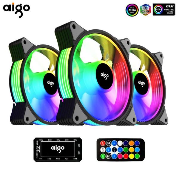 

fans & coolings aigo ar12 pc computer 120mm case fan rgb heatsink aura sync sata interface 12cm cooler argb silent controller cooling