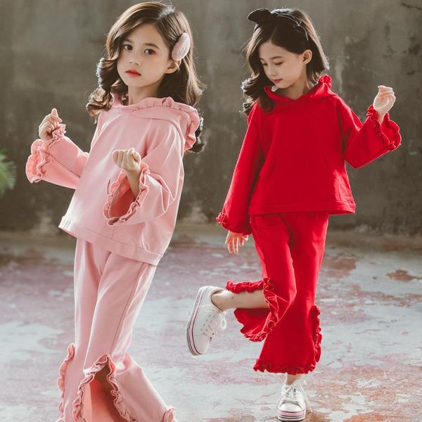 

kids clothing set for girls cotton hooded pullover + pants teen outfits children back to school clothes sets 4 7 9 11 12 y, White