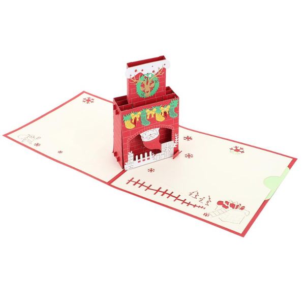 

greeting cards 1 set christmas 3d hollow-out fireplace creative gift