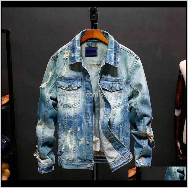 

jackets outerwear & coats clothing apparel drop delivery 2021 mens denim hip hop retro jacket street casual pilot harajuku fashion hole slim, Black;brown
