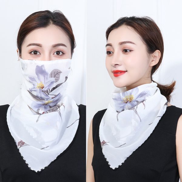 

women's silk sunscreen summer thin anti ultraviolet chiffon veil sunshade small square scarf bib mask