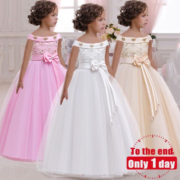 

girl's dresses 2021 kids princess dress for girls flower appliques ball gown baby clothes elegant party wedding costumes children cloth, Red;yellow
