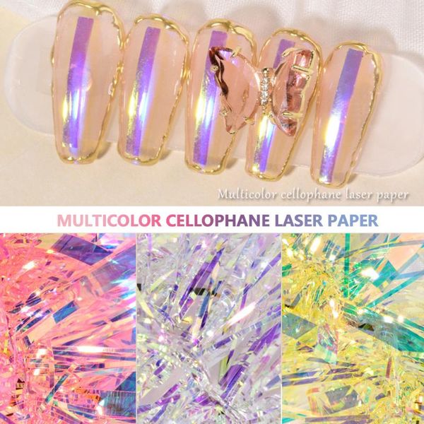 

nail stickers fantasy aurora color glass symphony paper laser mirror sticker decorations come in various colors art, Silver;gold