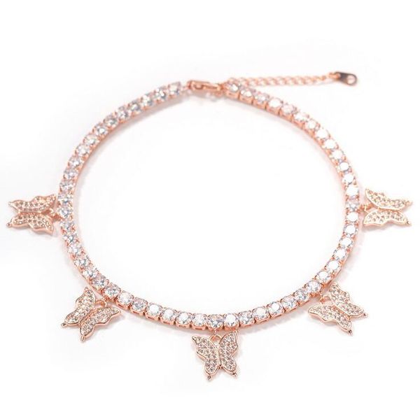 

2021 summer sell butterfly anklets sparkling luxury jewelry 925 sterling silver party sweet cute gilrs women fashion tennies chain gift, Red;blue