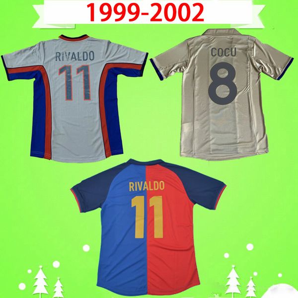 Barcelona jersey RETRO 2000 2001 CALCIO SHIRT 00 01 Vintage maglia da calcio classico XAVI RIVALDO Kluivert COCU OVERMARS SAVIOLA d'oro PUYOL LUIS ENRIQUE